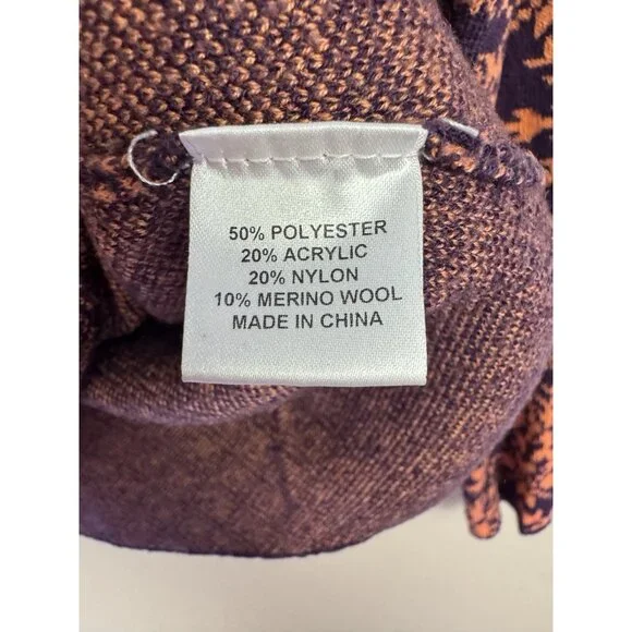 Neve Women Medium Wool Blend 1/4 Zip Sweater Geo Apres Ski Nordic Cozy Snowflake - Picture 6 of 9